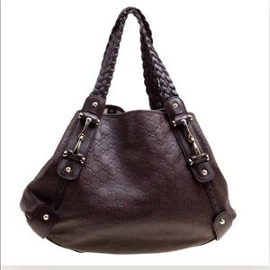 💯 Gucci Guccissima Pelham Brown Leather Bag